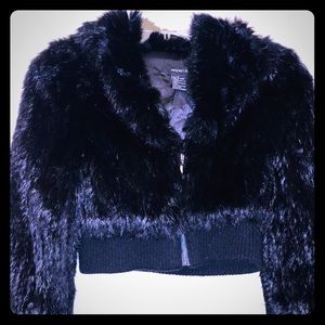 Crop style rabbit fur jacket